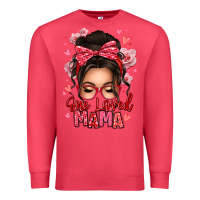Cardinal one loved mama messy bun Premium Sweatshirt - texasbilliewilder