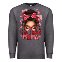 Charcoal Heather one loved mama messy bun Premium Sweatshirt - texasbilliewilder