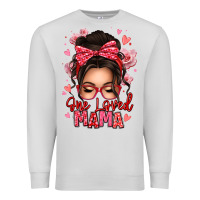 Dove Grey one loved mama messy bun Premium Sweatshirt - texasbilliewilder