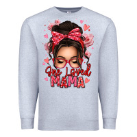 Heather Grey one loved mama messy bun Premium Sweatshirt - texasbilliewilder