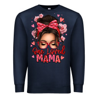 Navy one loved mama messy bun Premium Sweatshirt - texasbilliewilder