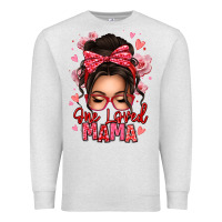 Oatmeal Heather one loved mama messy bun Premium Sweatshirt - texasbilliewilder