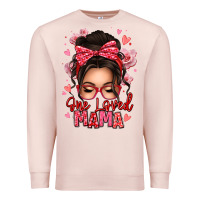 Pale Pink one loved mama messy bun Premium Sweatshirt - texasbilliewilder