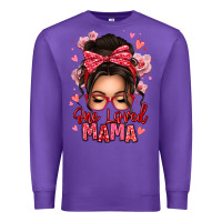 Purple one loved mama messy bun Premium Sweatshirt - texasbilliewilder