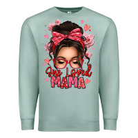 Seafoam one loved mama messy bun Premium Sweatshirt - texasbilliewilder