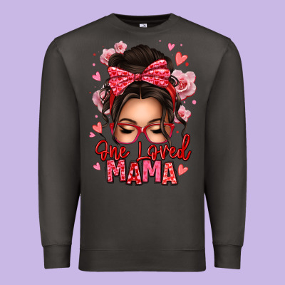 One Loved Mama Messy Bun Premium Sweatshirt Designed By Texasbilliewilder