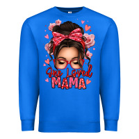 True Royal one loved mama messy bun Premium Sweatshirt - texasbilliewilder