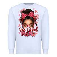 White one loved mama messy bun Premium Sweatshirt - texasbilliewilder
