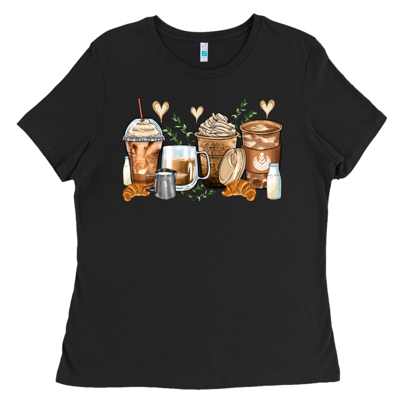 Latte Coffee Cups Ladies Tee by Zillion Design Studio | Teevron