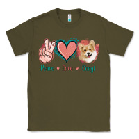 Army Green Peace Love Corgi Classic Tee - Jasminsmagicworld
