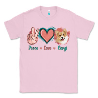Bubblegum Pink Peace Love Corgi Classic Tee - Jasminsmagicworld