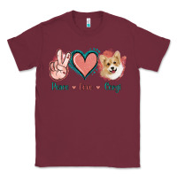 Burgundy Peace Love Corgi Classic Tee - Jasminsmagicworld
