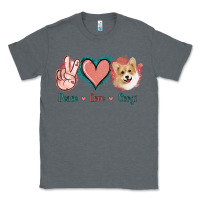 Charcoal Heather Peace Love Corgi Classic Tee - Jasminsmagicworld