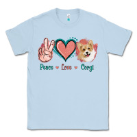 Dusty Blue Peace Love Corgi Classic Tee - Jasminsmagicworld