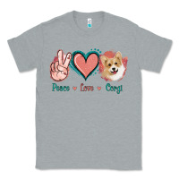 Heather Grey Peace Love Corgi Classic Tee - Jasminsmagicworld