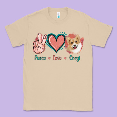 Peace Love Corgi Classic Tee Designed By Jasminsmagicworld