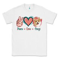 White Peace Love Corgi Classic Tee - Jasminsmagicworld