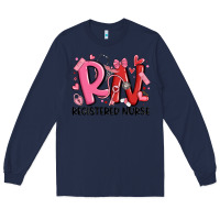 Navy rn registered nurse valentines day Long Sleeve Tee - MaliasSmallBusiness