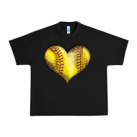 Black softball heart Urban Heavy Tee - LillyAllenDesigns