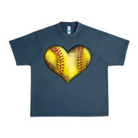 Midnight Navy softball heart Urban Heavy Tee - LillyAllenDesigns