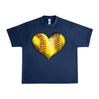 Navy softball heart Urban Heavy Tee - LillyAllenDesigns