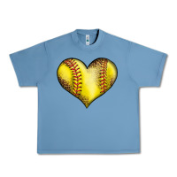 Pebble Blue softball heart Urban Heavy Tee - LillyAllenDesigns