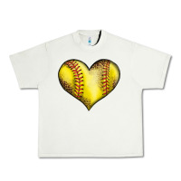 Pistachio softball heart Urban Heavy Tee - LillyAllenDesigns