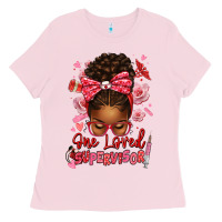 Bubblegum Pink one loved supervisor afro messy bun Ladies Tee - texasbilliewilder