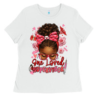 One Loved Supervisor Afro Messy Bun Ladies Tee | Teevron