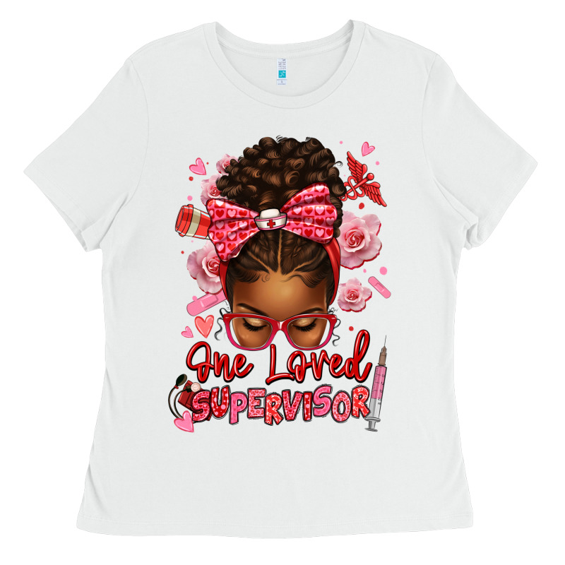 One Loved Supervisor Afro Messy Bun Ladies Tee by texasbilliewilder | Teevron