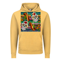Vintage Mustard sugar skull seamless pattern Vintage Hoodie - BundleAndBundleShop