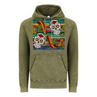 Vintage Olive sugar skull seamless pattern Vintage Hoodie - BundleAndBundleShop