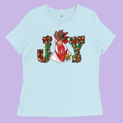 Christmas Joy With Rooster Ladies Tee Designed By Ranaportraitstore