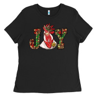 Black christmas joy with rooster Ladies Tee - RanaPortraitStore