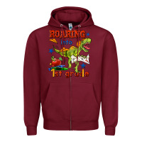Burgundy roaring into 1st grade Zipper Hoodie - BundleAndBundleShop