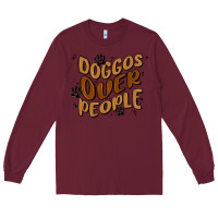 Burgundy doggos over people Long Sleeve Tee - MaliasSmallBusiness