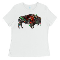 White christmas bison Ladies Tee - RanaPortraitStore