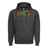 Charcoal Heather peace love football Zipper Hoodie - BundleAndBundleShop