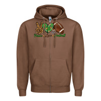 Chestnut peace love football Zipper Hoodie - BundleAndBundleShop