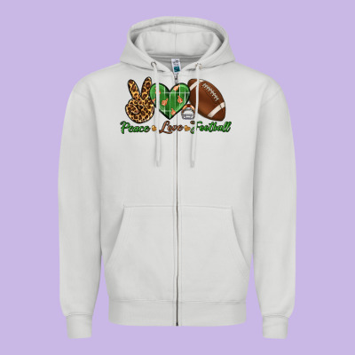 Peace Love Football Zipper Hoodie Designed By Bundleandbundleshop