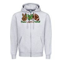 Heather Grey peace love football Zipper Hoodie - BundleAndBundleShop