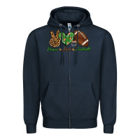 Navy peace love football Zipper Hoodie - BundleAndBundleShop