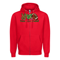 Red peace love football Zipper Hoodie - BundleAndBundleShop