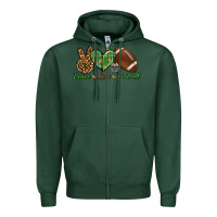 Sports Green peace love football Zipper Hoodie - BundleAndBundleShop