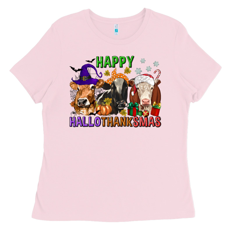 Happy Hallothanksmas With Cow Ladies Tee by texasbilliewilder | Teevron