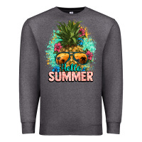 Charcoal Heather Hello summer pineapple Premium Sweatshirt - NancyCooperArtShop