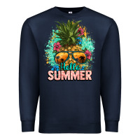 Navy Hello summer pineapple Premium Sweatshirt - NancyCooperArtShop