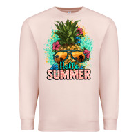 Pale Pink Hello summer pineapple Premium Sweatshirt - NancyCooperArtShop