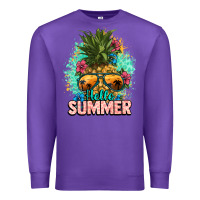 Purple Hello summer pineapple Premium Sweatshirt - NancyCooperArtShop