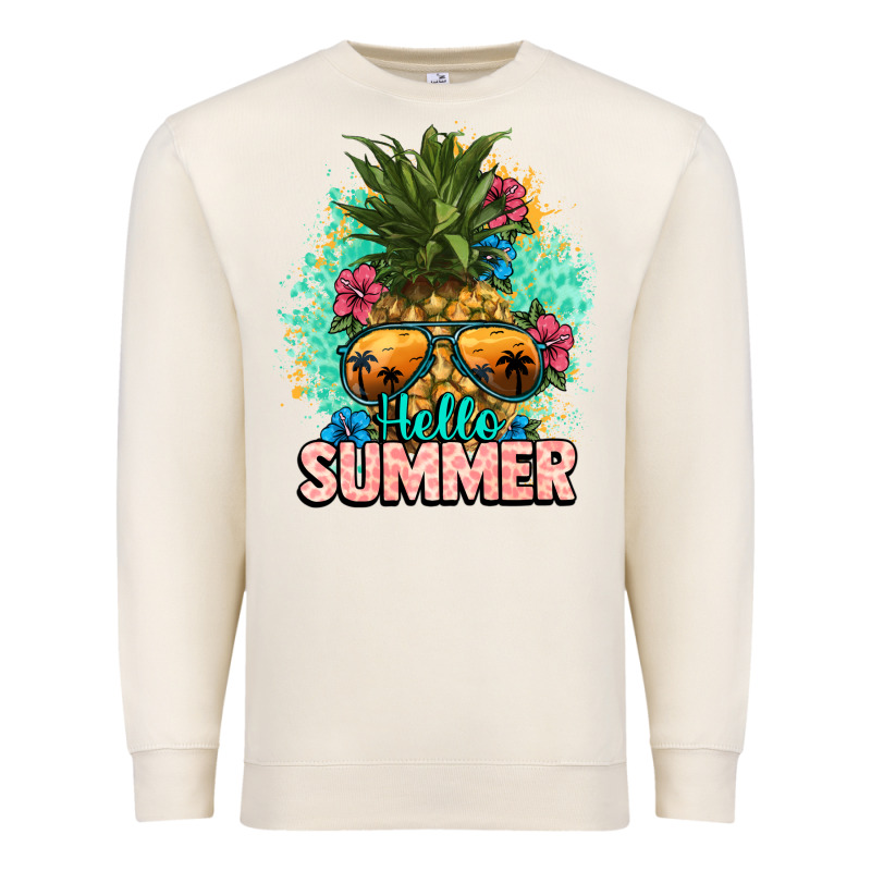 Hello Summer Pineapple Premium Sweatshirt by NancyCooperArtShop | Teevron